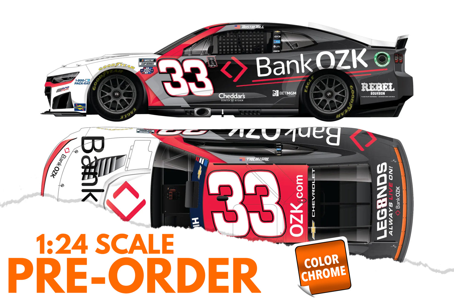 2026 Austin Hill 1:24 Bank OZK COLOR CHROME NASCAR Diecast