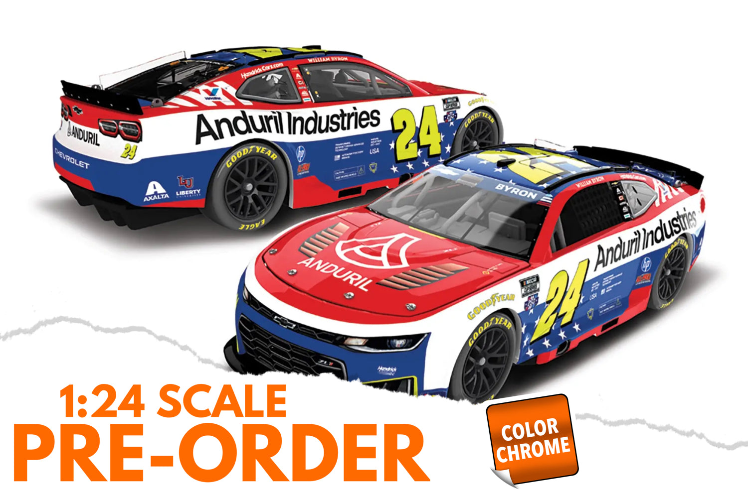 2026 William Byron 1:24 Anduril Patriotic COLOR CHROME Diecast