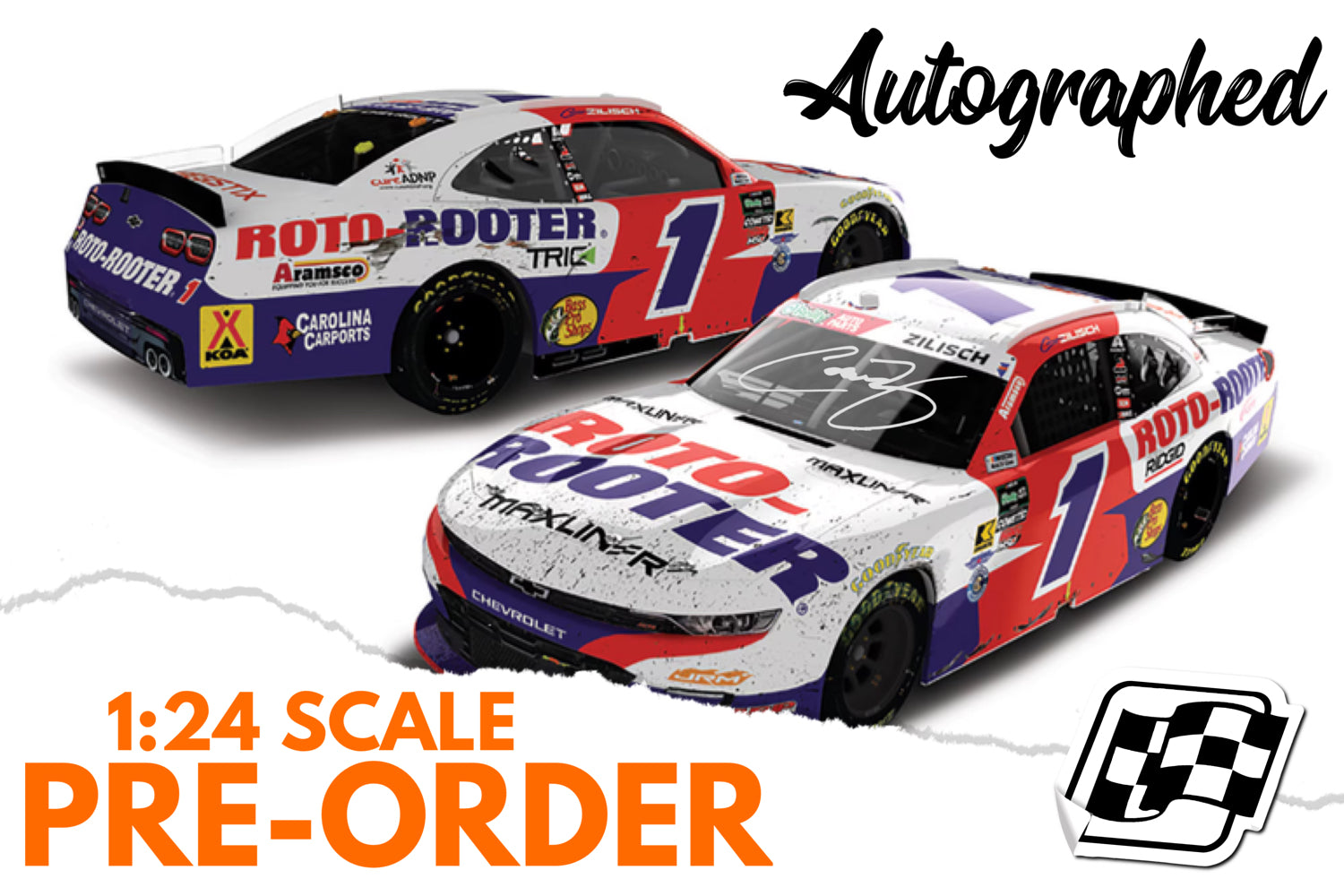 2026 Connor Zilisch 1:24 Roto-Rooter Bristol Race Win AUTOGRAPHED Diecast