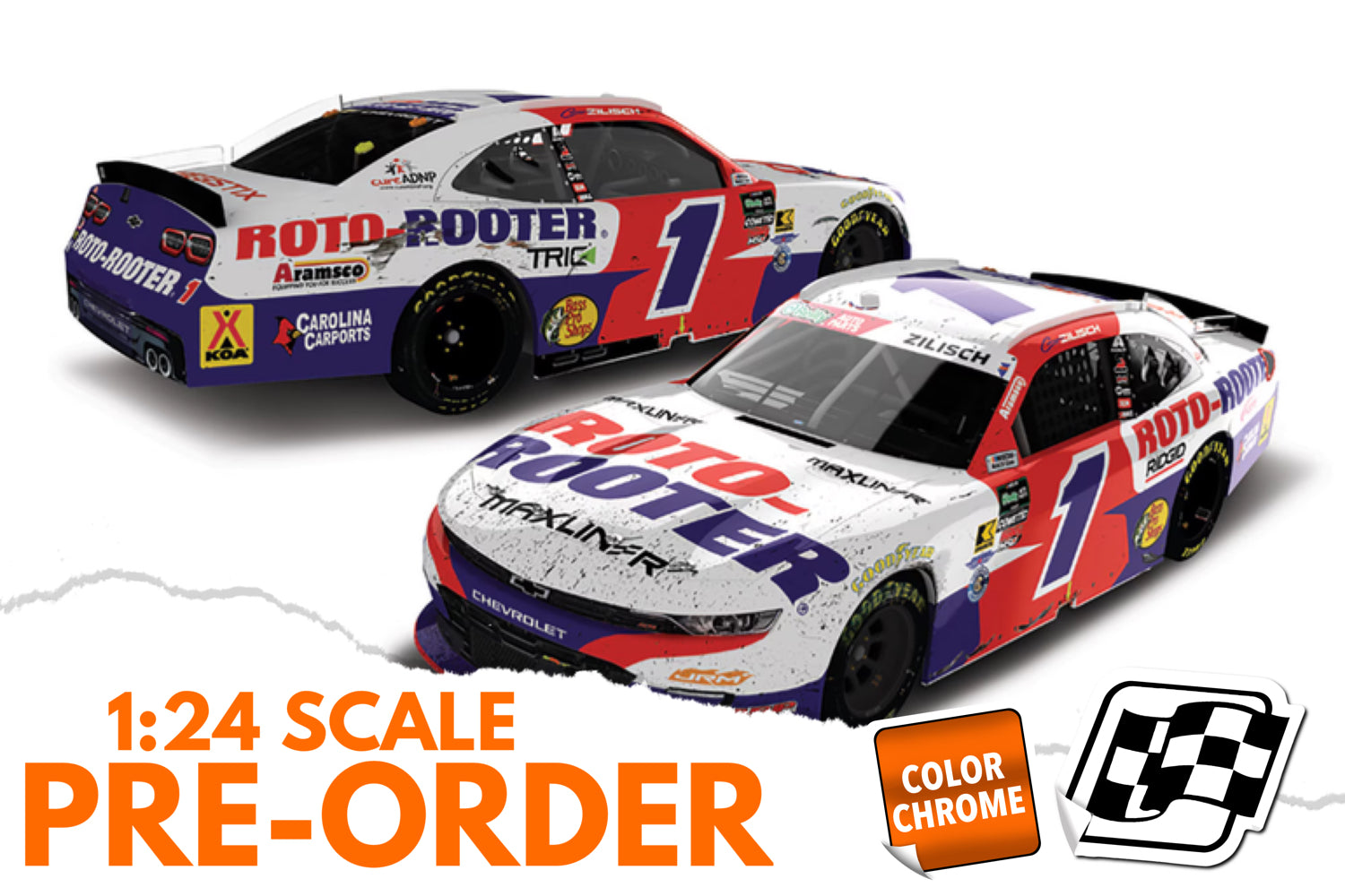 2026 Connor Zilisch 1:24 Roto-Rooter Bristol Race Win COLOR CHROME Diecast