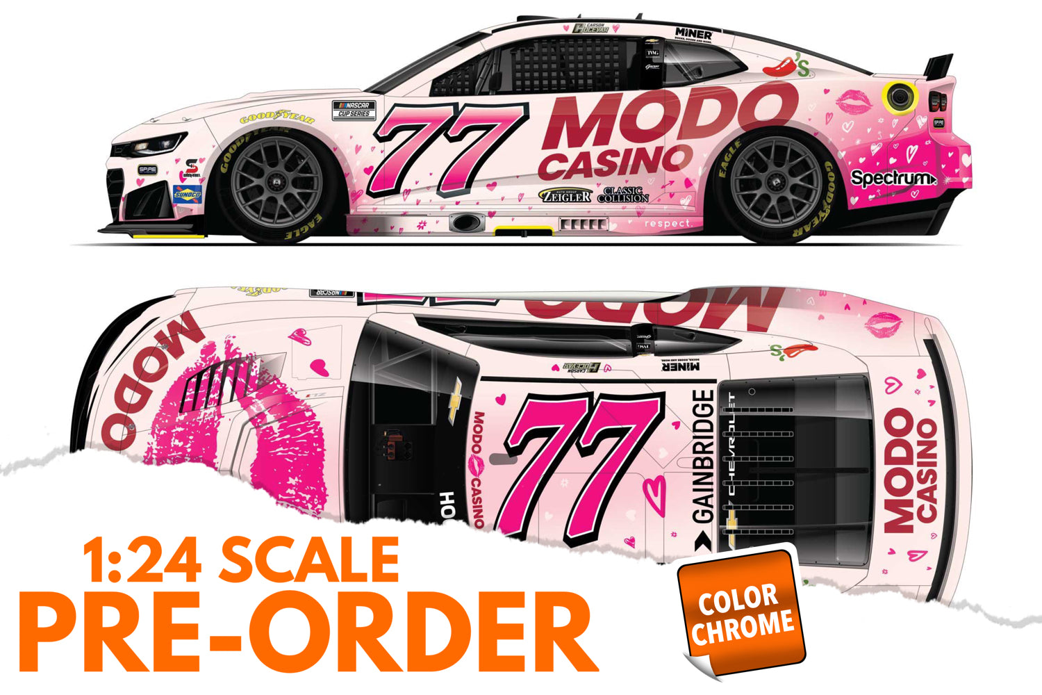 2026 Carson Hocevar 1:24 Modo Casino COLOR CHROME NASCAR Diecast