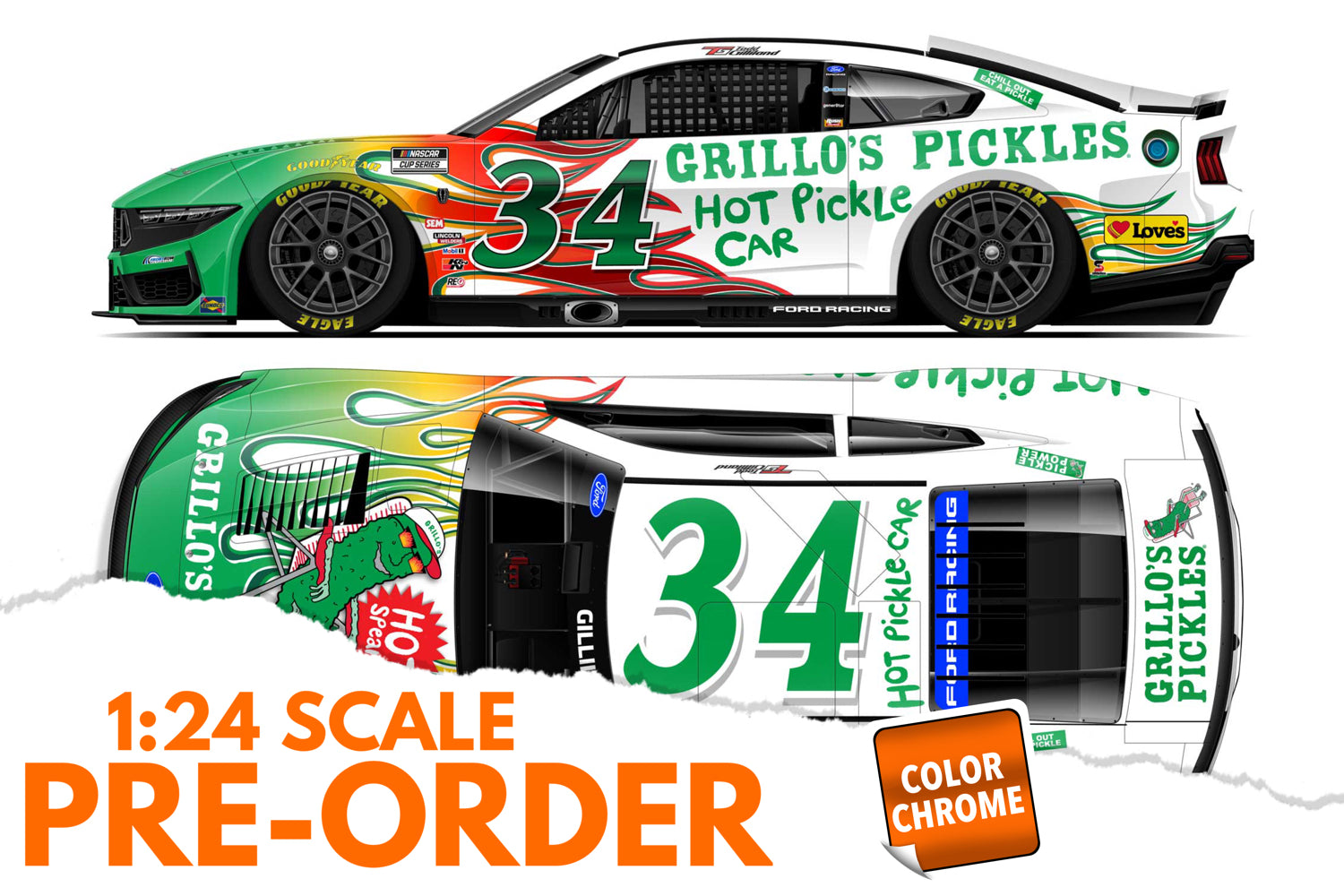 2026 Todd Gilliland 1:24 Grillo's Pickles Hot Spears COLOR CHROME Diecast