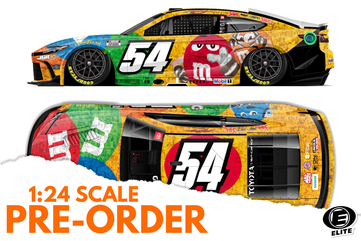 2026 Ty Gibbs 1:24 M&M's Kyle Busch Tribute ELITE NASCAR Diecast