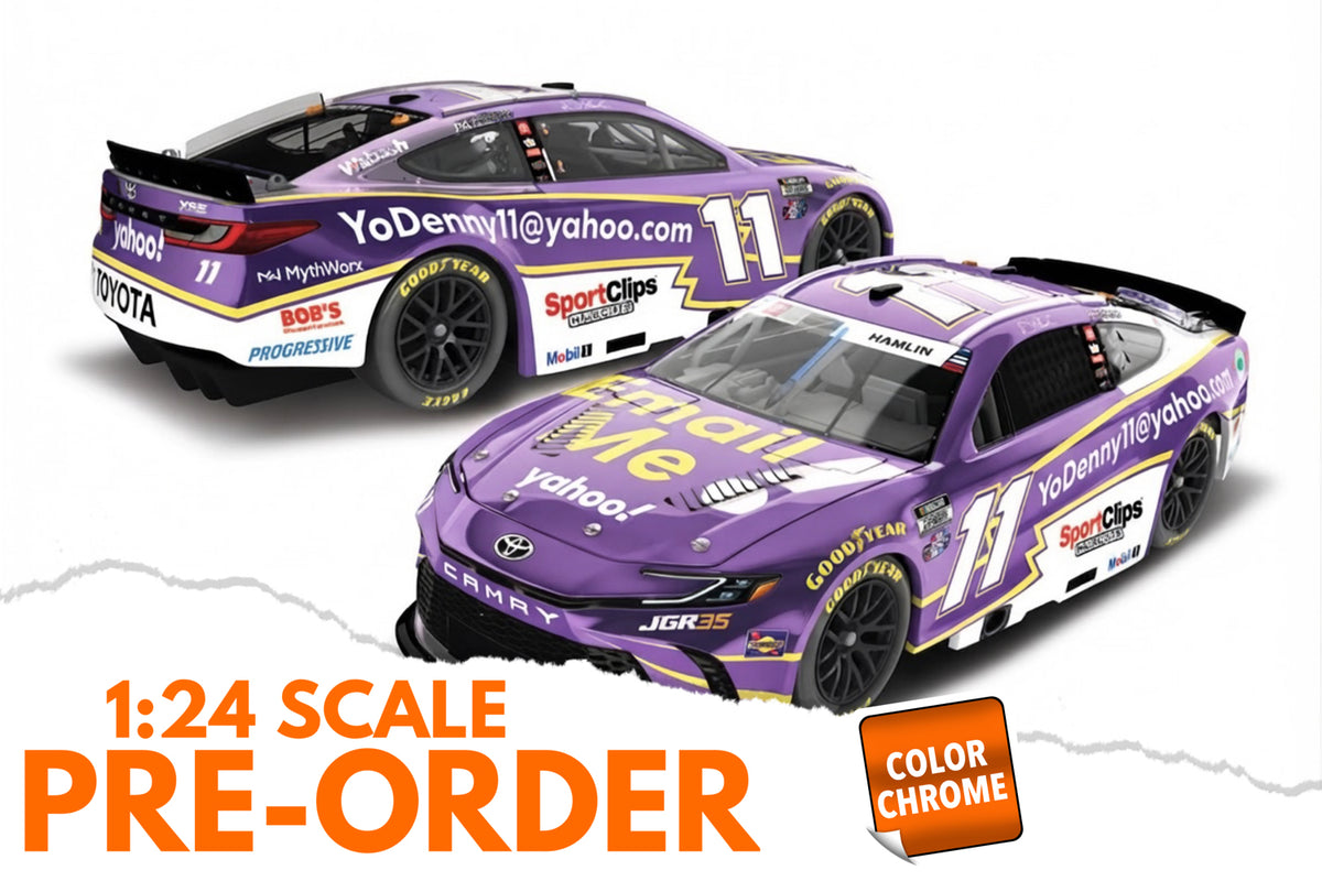 2026 Denny Hamlin 1:24 Yahoo! Email Me COLOR CHROME NASCAR Diecast