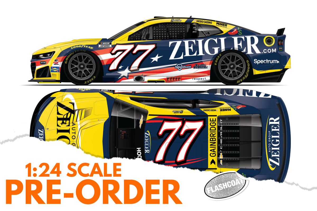 2026 Carson Hocevar 1:24 Zeigler Patriotic FLASHCOAT SILVER NASCAR Diecast