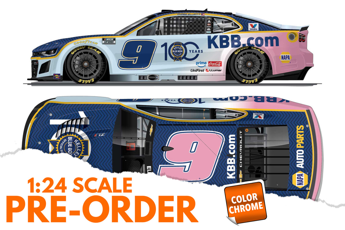 2026 Chase Elliott 1:24 Kelley Blue Book 100th Anniversary COLOR CHROME Diecast