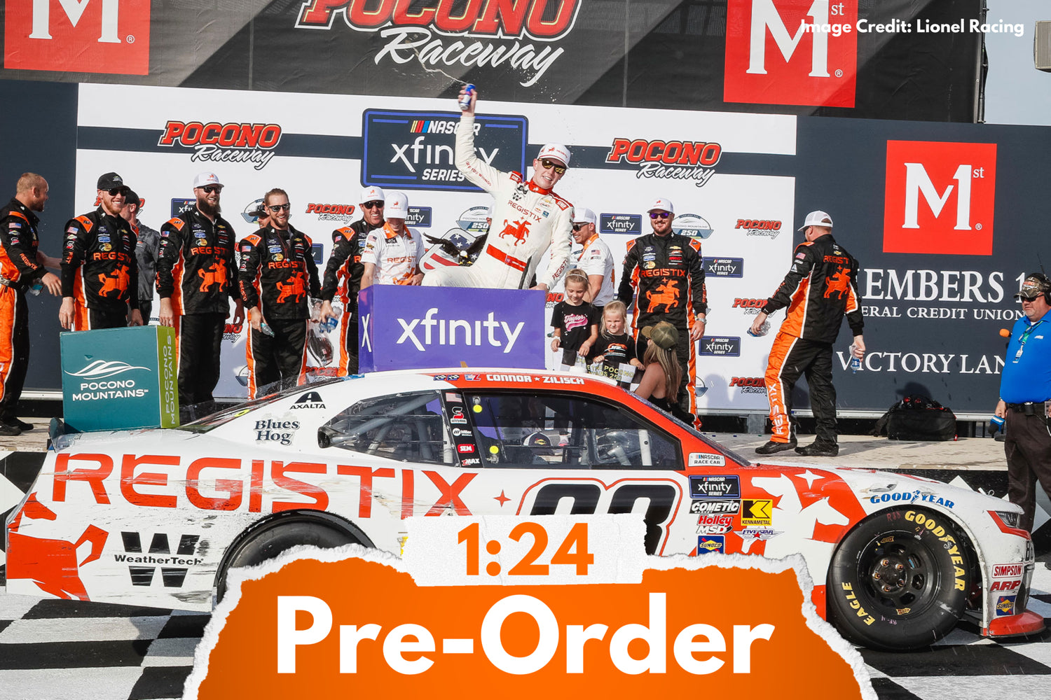 2025 Connor Zilisch 1:24 Registix Pocono Race Win Diecast (Dual Autograph)