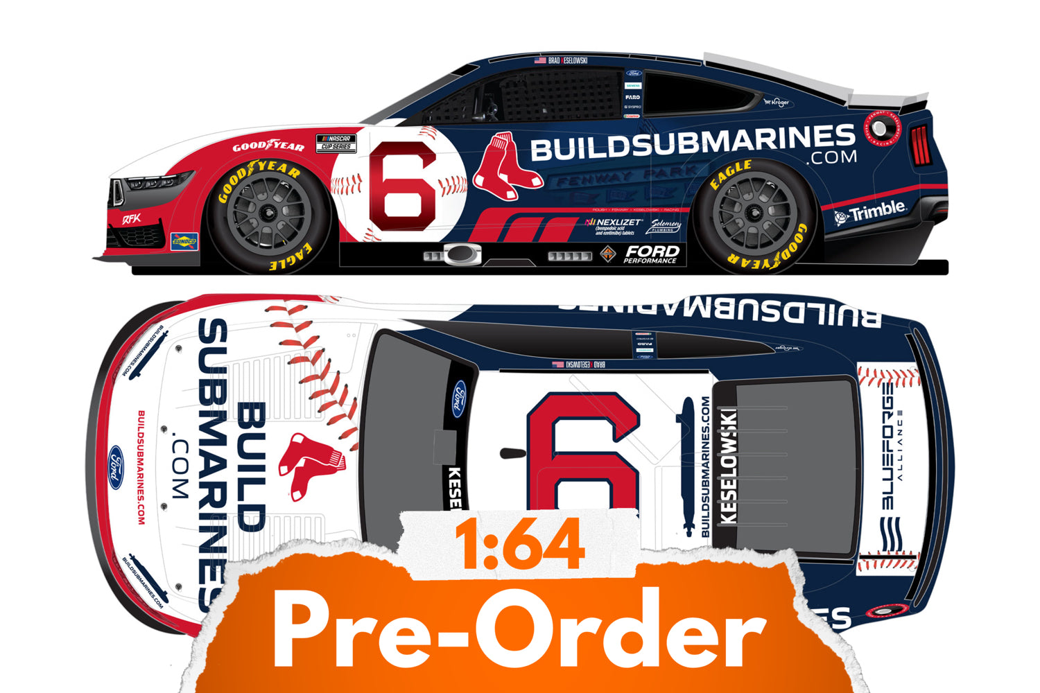 2025 Brad Keselowski 1:64 Red Sox / BuildSubmarines.com Diecast