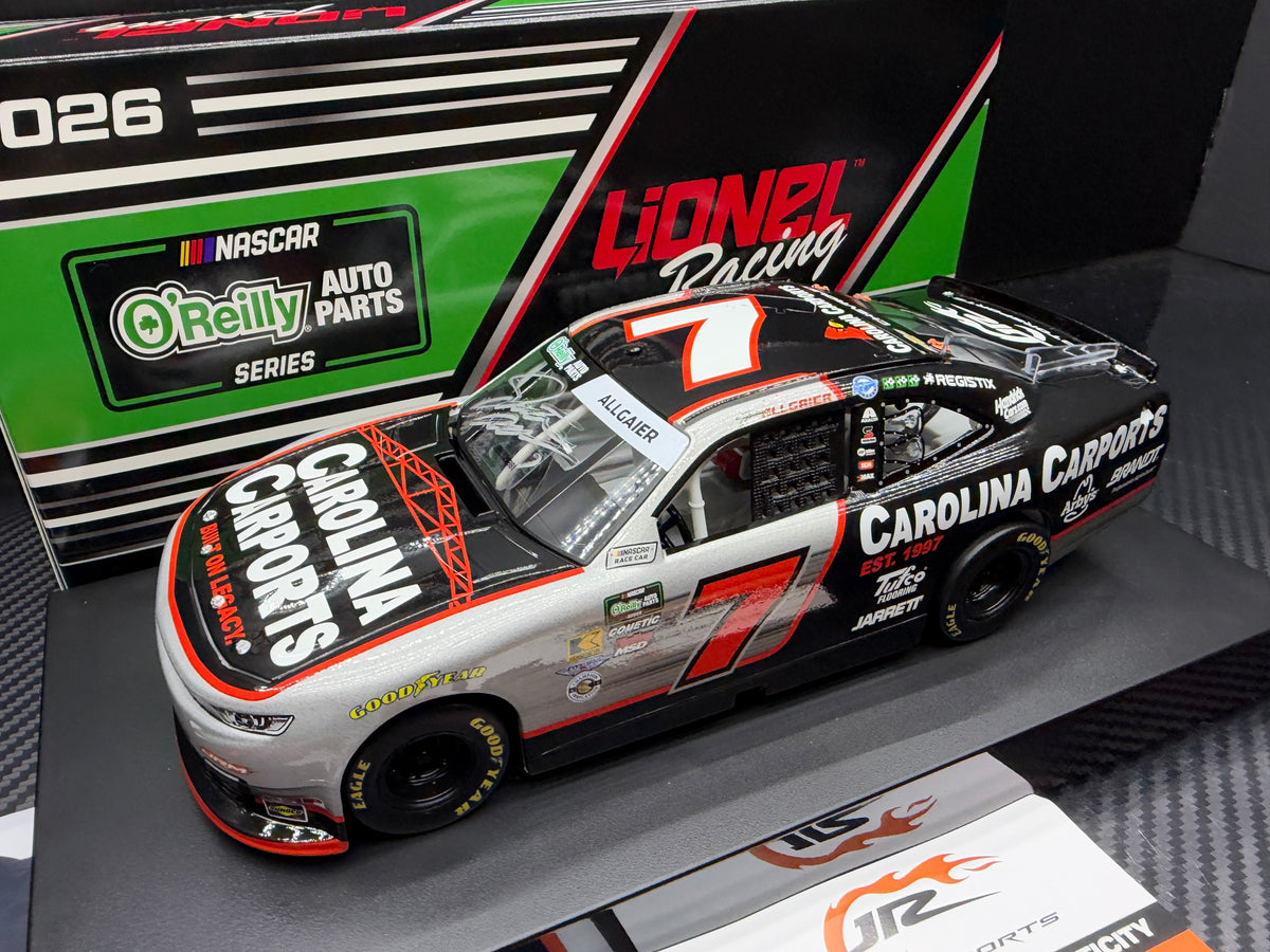 2026 Justin Allgaier 1:24 Carolina Carports AUTOGRAPHED NASCAR Diecast