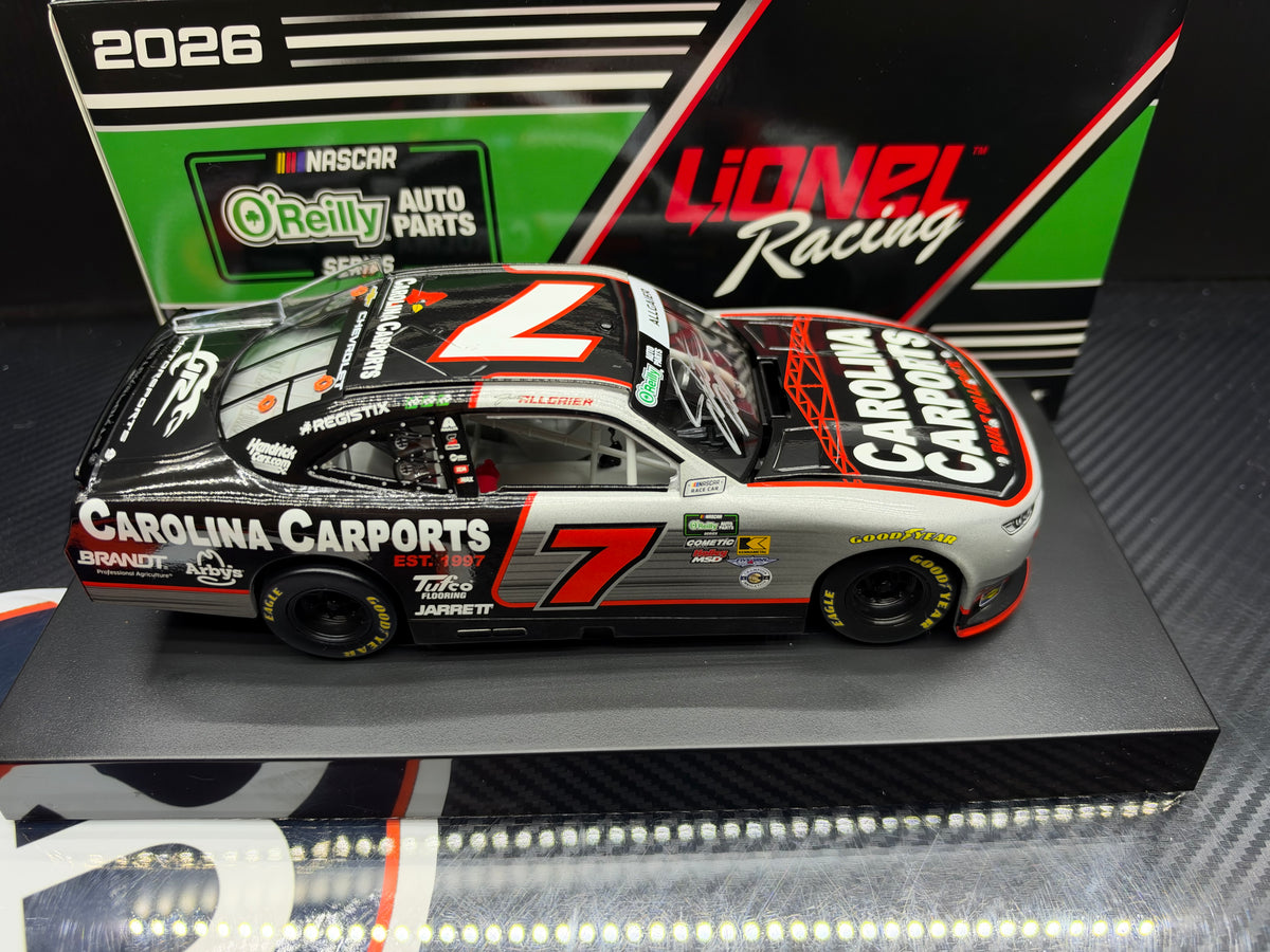 2026 Justin Allgaier 1:24 Carolina Carports AUTOGRAPHED NASCAR Diecast