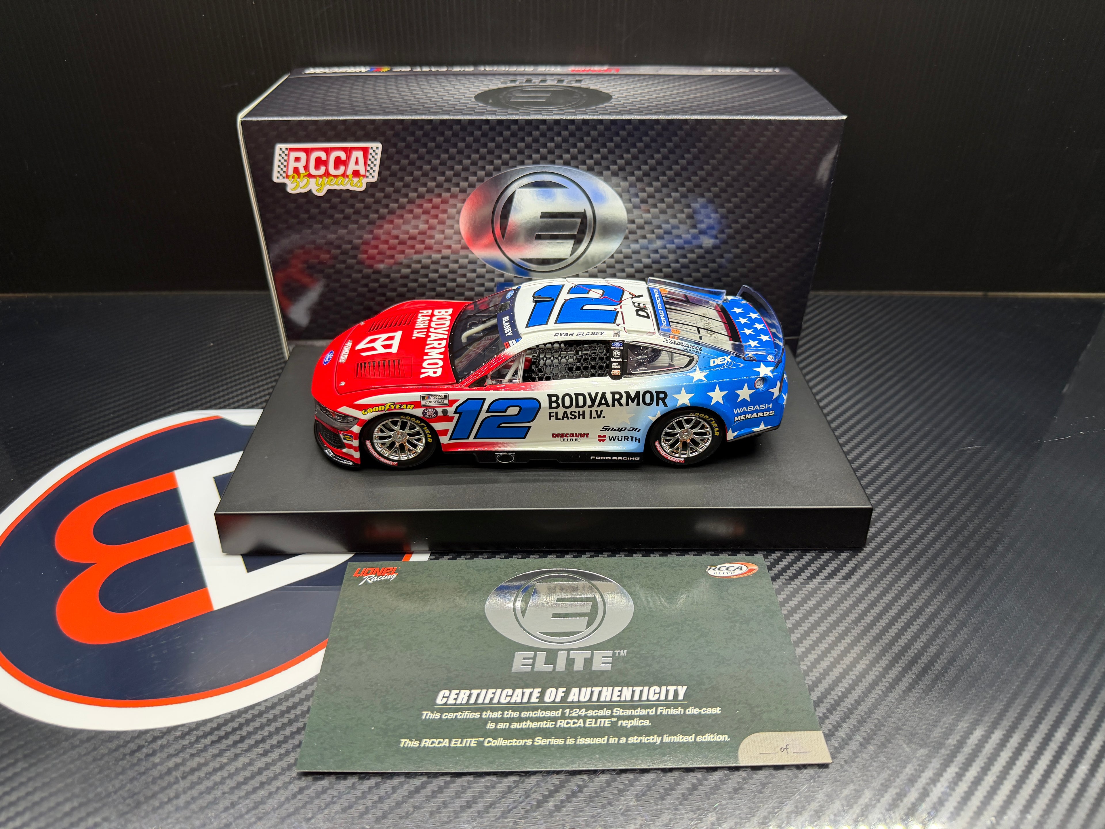 2026 Ryan Blaney 1:24 BodyArmor Patriotic Red White and Blue ELITE Diecast